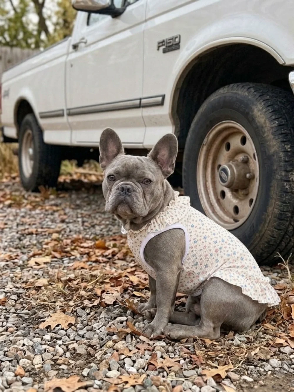 Soft Floral Dog Dress — Cream Small-Breed Outfit
